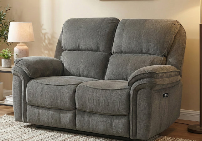 Westbury 2 Seater Fabric Electric Recliner Sofa – Grey