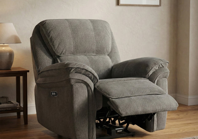 Westbury Fabric Electric Recliner Armchair – Grey