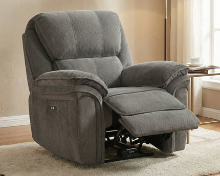 Westbury 3 Seater + Armchair + Armchair Fabric Electric Recliner Sofa Set – Grey