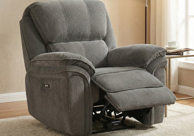 Westbury 3 Seater + Armchair + Armchair Fabric Electric Recliner Sofa Set – Grey