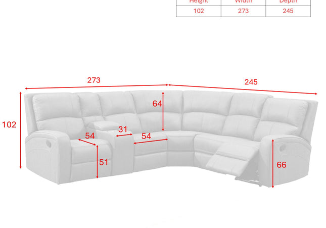 Silverton Manual Recliner Corner Sofa – Dark Grey