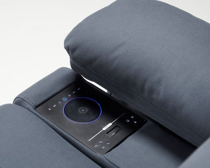 Quantum Cinematic Power Recliner Arm Chair In Grey