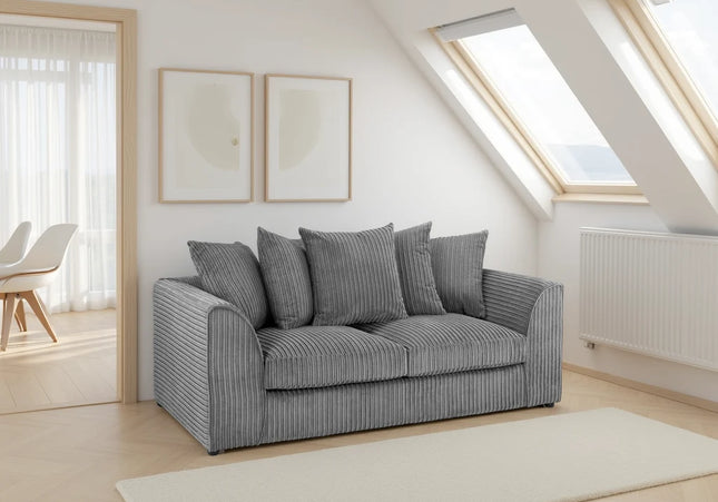 Harley Jumbo Grey 3 Seater Sofa