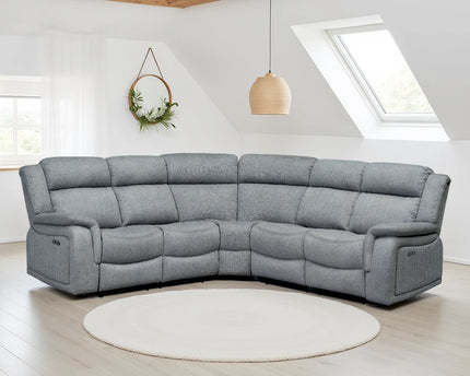 Lotus Electric Recliner Sofa Grey Large Corner