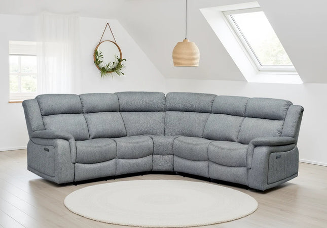 Lotus Electric Recliner Sofa Grey Large Corner