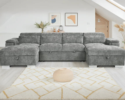 Alaya U Shape Sofa Bed In Grey