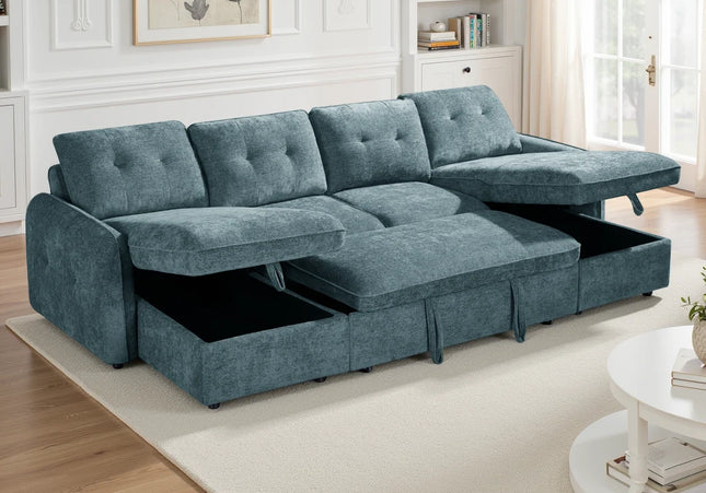 Moscow Blue Sofabed U Shape Corner