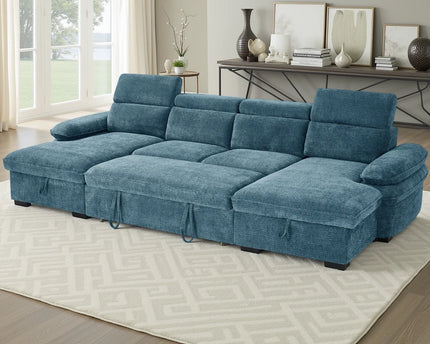 Hudson U-Shape Corner Sofa Bed – Blue