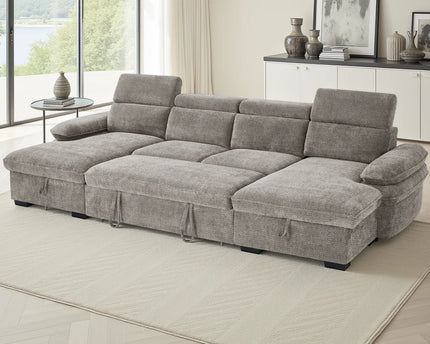 Hudson U-Shape Corner Sofa Bed – Grey