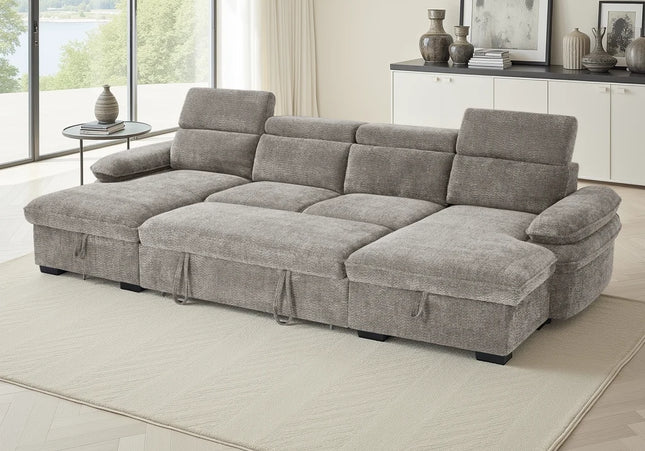 Hudson U-Shape Corner Sofa Bed – Grey