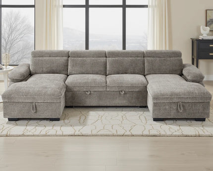 Hudson U-Shape Corner Sofa Bed – Grey