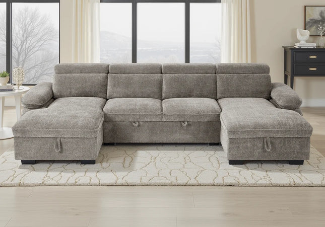 Hudson U-Shape Corner Sofa Bed – Grey