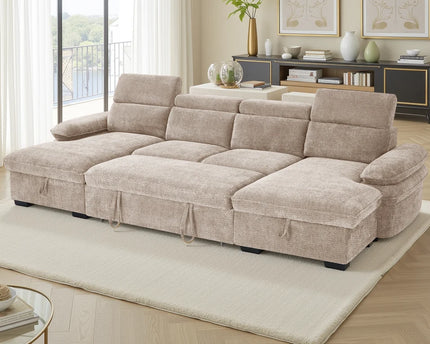 Hudson U-Shape Corner Sofa Bed – Beige