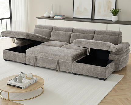 Hudson U-Shape Corner Sofa Bed – Grey