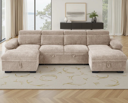 Hudson U-Shape Corner Sofa Bed – Beige