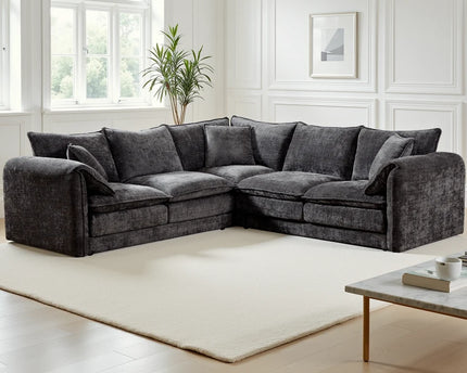 Solaya Black Corner Sofa