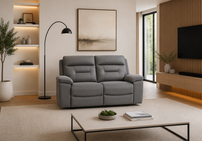 Brayden 2 Seater Power Recliner Sofa In Grey