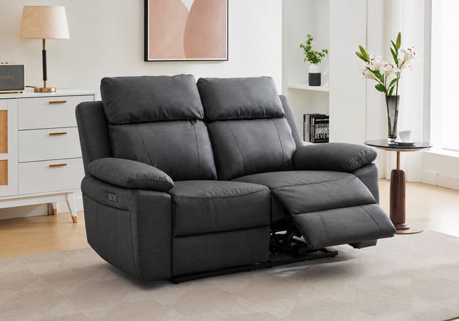 Huntington Smart Suite 2 Seater Fabric Electric Recliner Sofa – Dark Grey