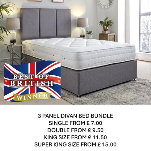 Divan Bed-Bundle - 3 Panel Headboard