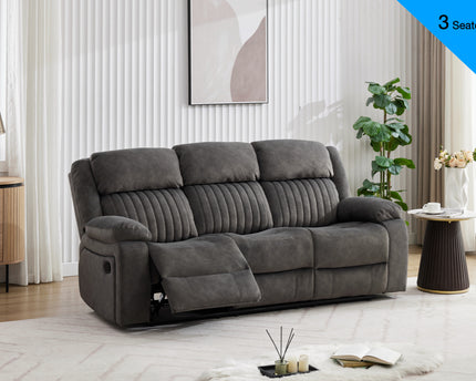 Morgan Manual Recliner 3 seater -Iron grey Pocket sprung seats for added comfort.