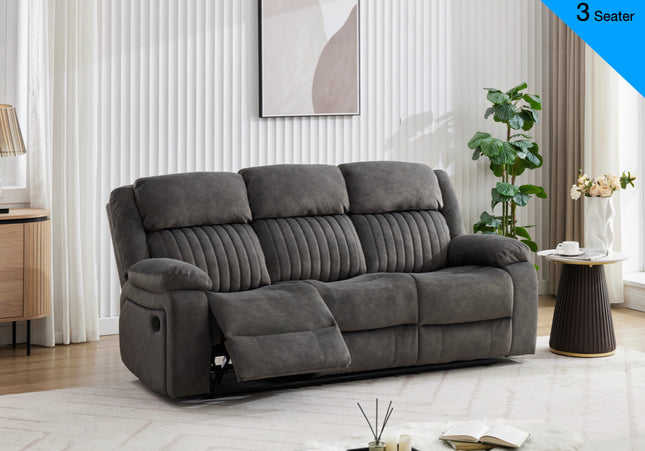 Morgan Manual Recliner 3 seater -Iron grey Pocket sprung seats for added comfort.