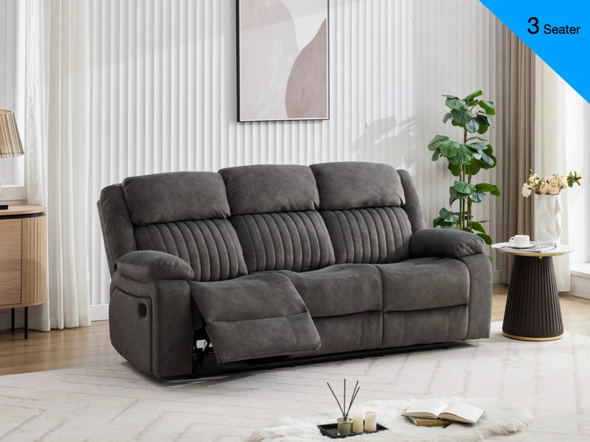 Morgan Manual Recliner 3 Seater - Iron Grey