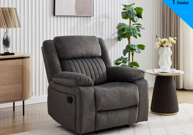 Morgan Manual Recliner armchair -iron grey Pocket sprung seats for added comfort. 