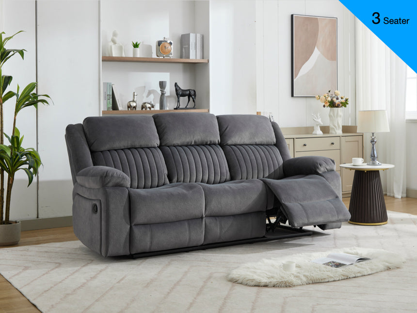 Morgan Manual Recliner 3 Seater - Slate Grey