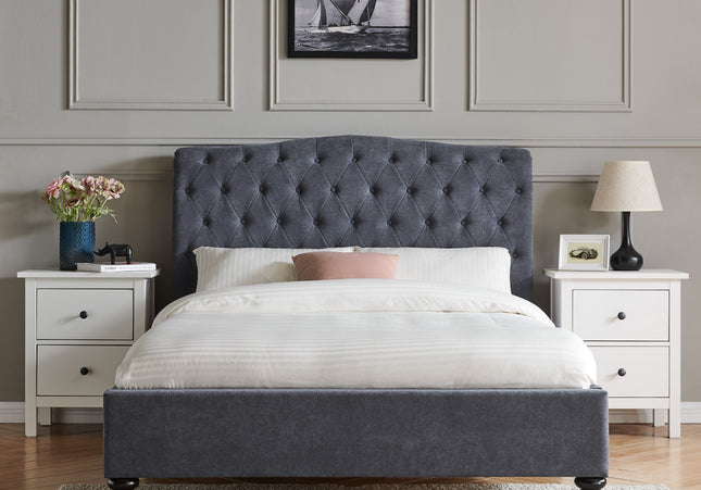 Rosa Bed - Double Or King Size - Dark Grey