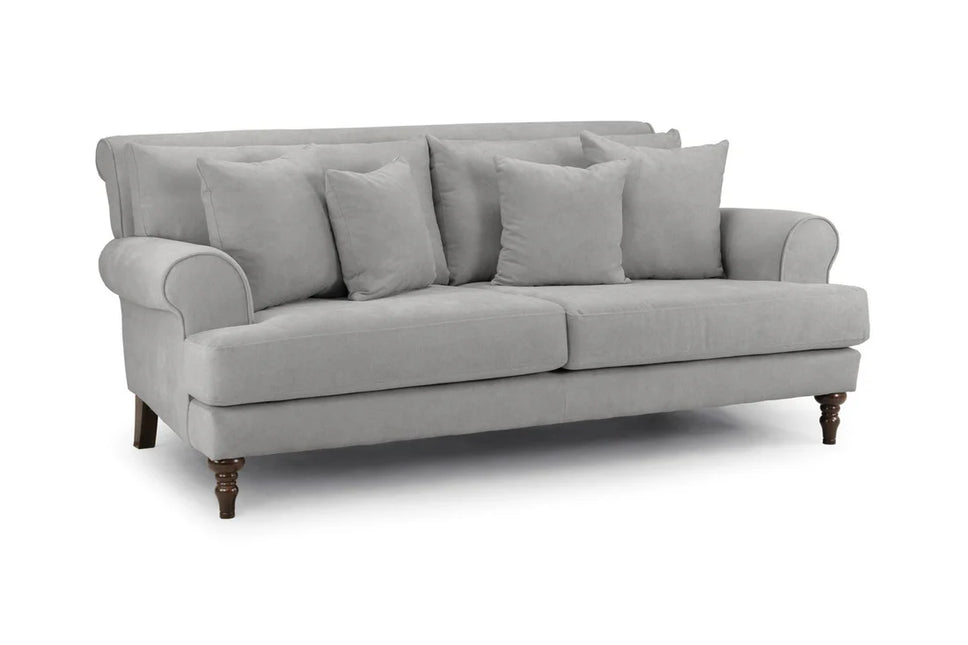 Summer 3 Seat Sofa  - Grey
Featuring classically scrolled arms and gorgeously turned wooden legs, The remarkably soft, removable cushions with anti-slip panels keep your sofa looking immaculate