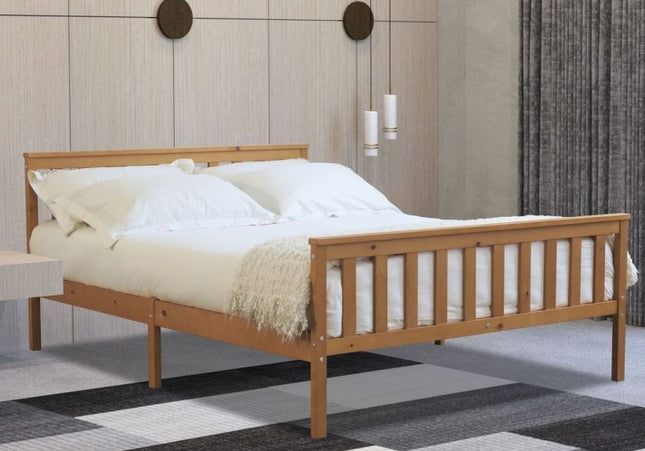 Double oak bed frame with  slatted headboard