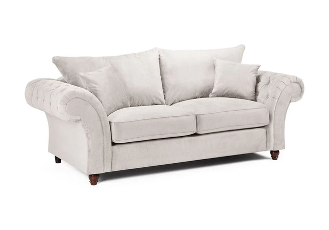 Windsor 3 seater Sofa - Stone  soft polyester upholstery and luxury foam cushions, With rounded, buttoned arms to give the range an elegant, classic look