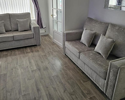 Bentley 3+2 Seat Sofa Set -Truffle With soft polyester upholstery and luxury foam cushions,Pin button detailing arms