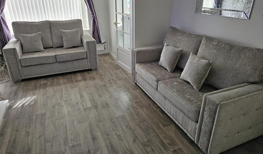Bentley 3+2 Seat Sofa Set -Truffle With soft polyester upholstery and luxury foam cushions,Pin button detailing arms