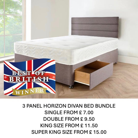 Divan Bed-Bundle - 3 Panel Horizontal Headboard