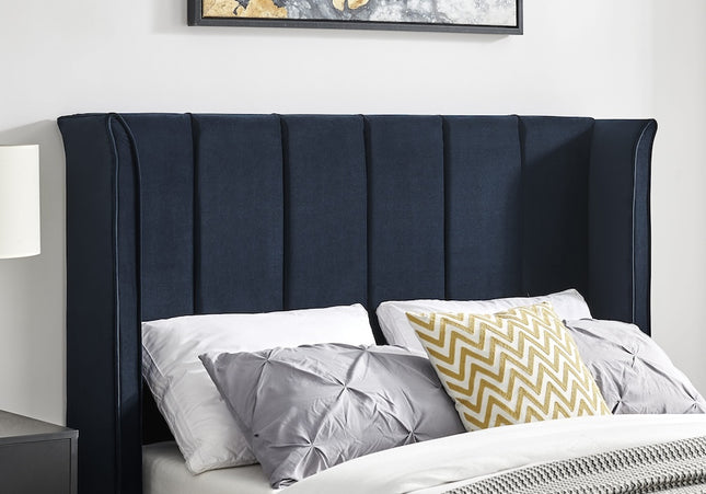 Polaris Wing Headboard Bed Bundle - Double or King Size - Navy