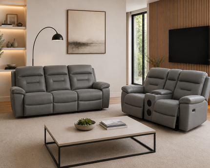 Brayden 3 + 2 Seater Power Recliner Sofa Set In Grey