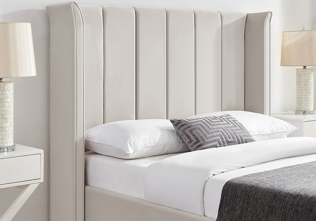 Polaris Wing Headboard Bed Bundle - Double or King Size - Natural
