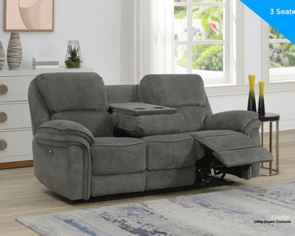 Westbury 3+2 Power Recliner Sofa Set In Grey