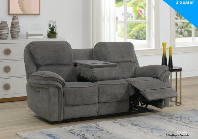 Westbury 3+2 Power Recliner Sofa Set In Grey