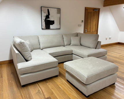 Carnaby U Shape Sofa Including Footstool - Mink, Seat Cushions: Removable, Back Cushions: Removable, Foam-filled Seat Cushions 