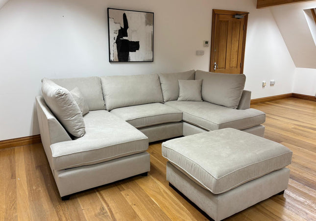Carnaby U Shape Sofa Including Footstool - Mink, Seat Cushions: Removable, Back Cushions: Removable, Foam-filled Seat Cushions 