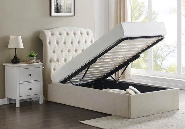 Rosa Ottoman Bed - Single - Double Or King Size - Natural