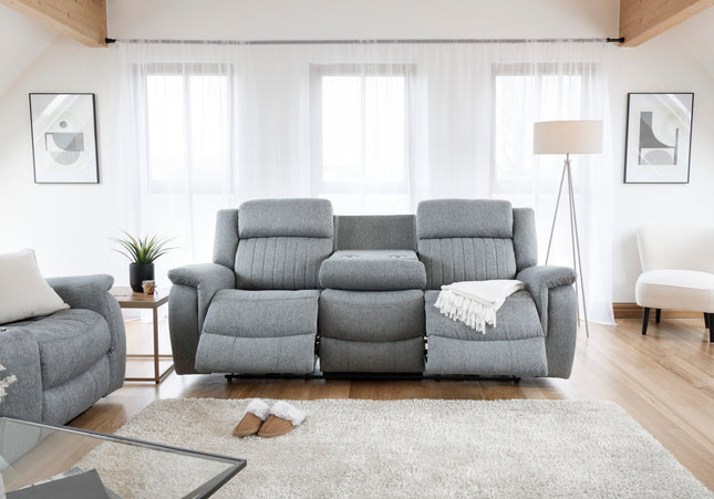 Lotus 3 Seat Power Recliner Sofa In Grey