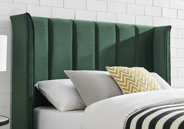 Polaris Wing Headboard Ottoman Bed Bundle - King Size - Emerald