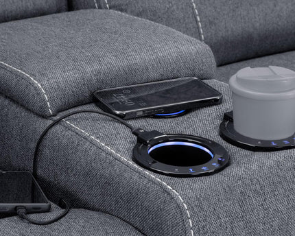 Galaxy Tech Power Recliner 3+2 Sofa Set In Grey Fabric