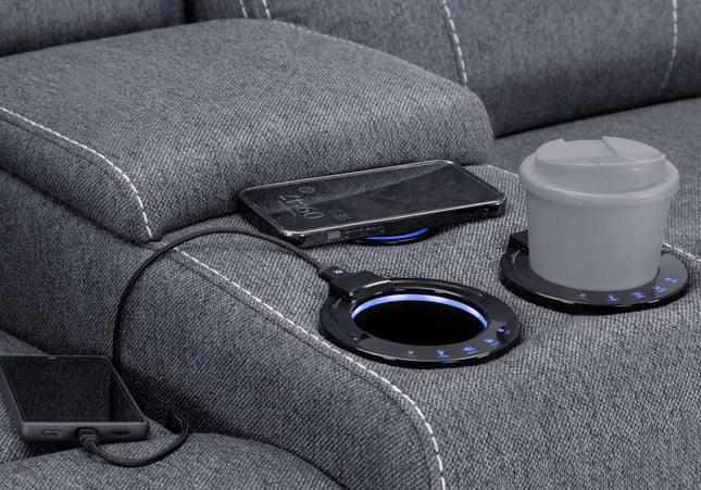 Galaxy Tech Power Recliner 3+2 Sofa Set In Grey Fabric