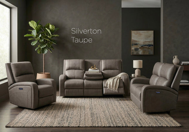 Silverton 3 Seater + Armchair + Armchair Fabric Electric Recliner Sofa Set – Taupe