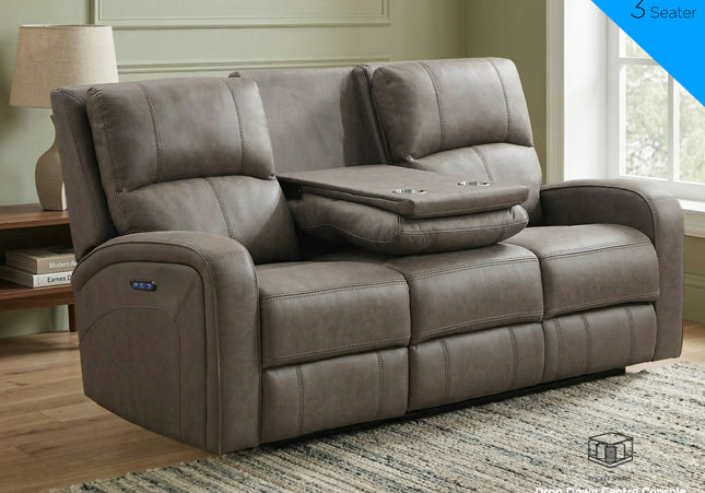 Silverton 3 Seater Fabric Electric Recliner Sofa – Taupe