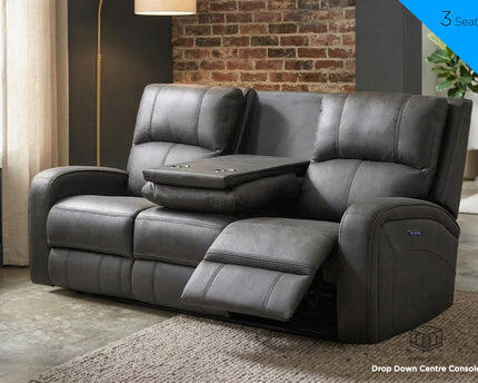 Silverton 3 Seater + 2 Seater Fabric Electric Recliner Sofa Set – Grey